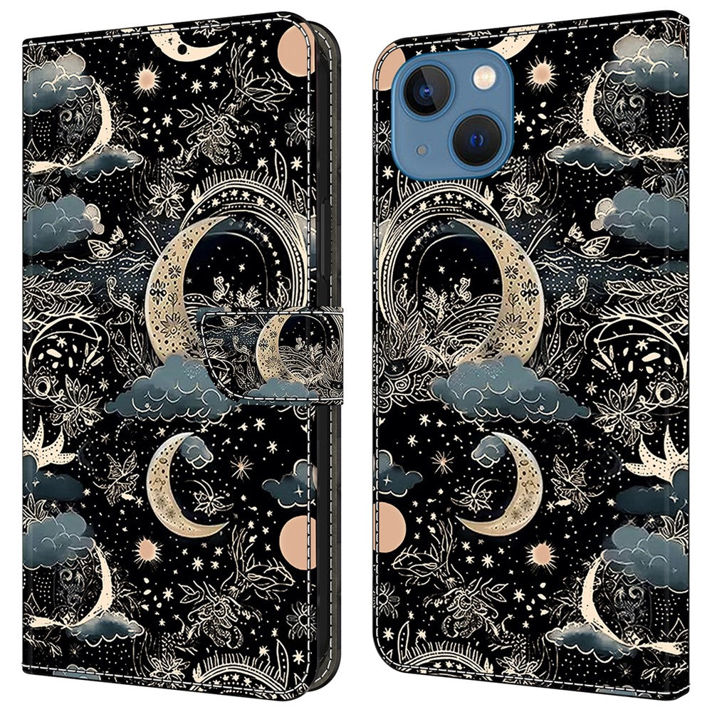 For iPhone 15 Shockproof Case Leather Flip Folio Phone Cover with Wallet