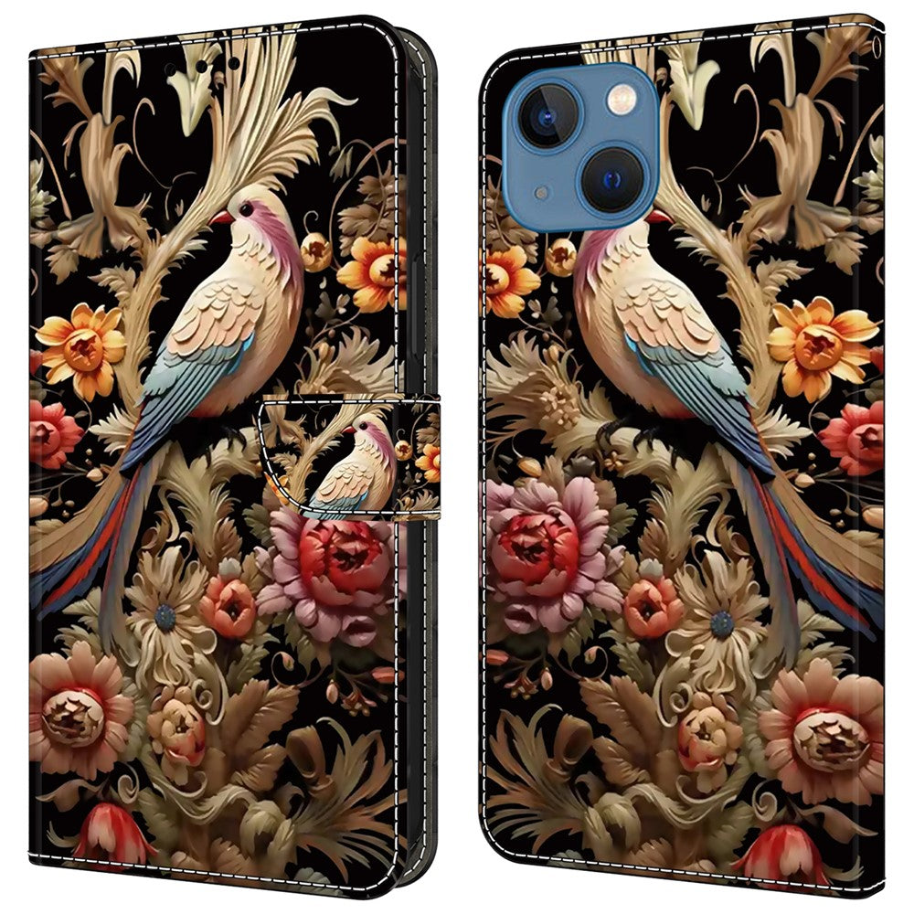 For iPhone 15 Shockproof Case Leather Flip Folio Phone Cover with Wallet