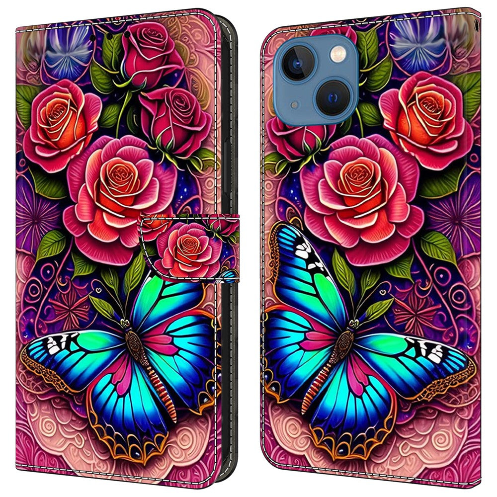 For iPhone 15 Shockproof Case Leather Flip Folio Phone Cover with Wallet