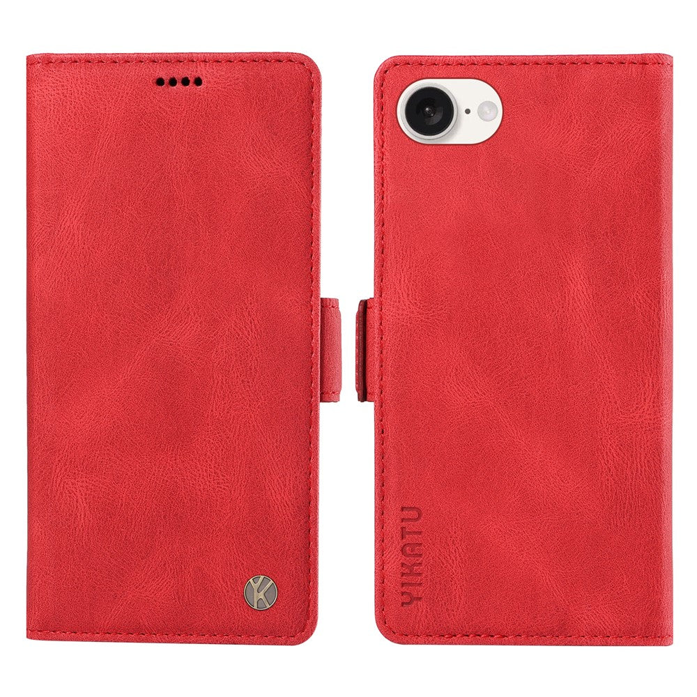 YIKATU YK-005 For iPhone 17e / 16e Case Skin-Touch Leather Stand Card Slots Phone Cover
