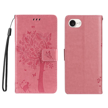 For iPhone 17e / 16e Phone Case with Stand Cat Tree Pattern Leather Wallet Mobile Cover