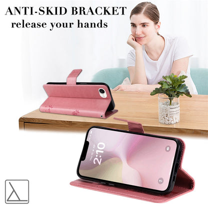 For iPhone 17e / 16e Phone Case with Stand Cat Tree Pattern Leather Wallet Mobile Cover