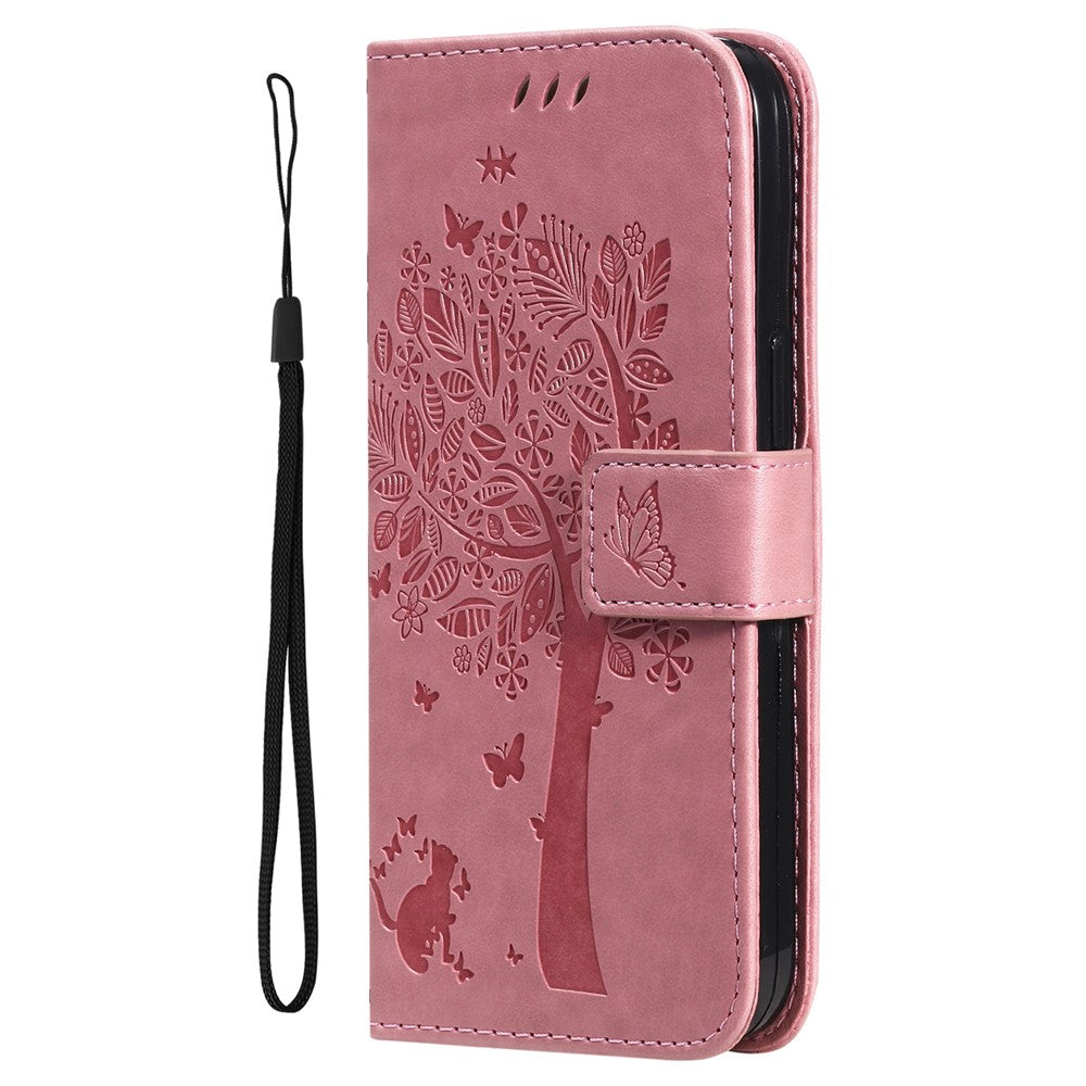 For iPhone 17e / 16e Phone Case with Stand Cat Tree Pattern Leather Wallet Mobile Cover
