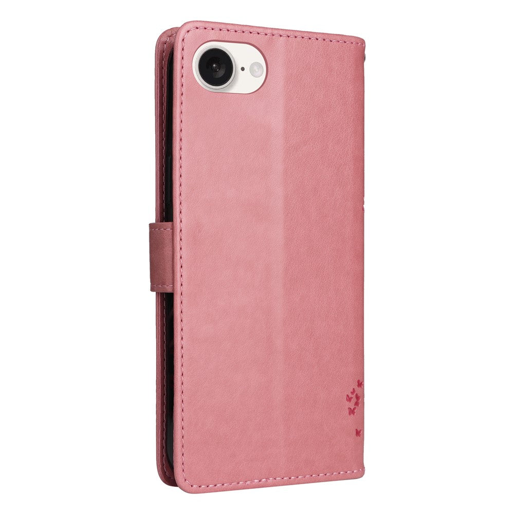 For iPhone 17e / 16e Phone Case with Stand Cat Tree Pattern Leather Wallet Mobile Cover