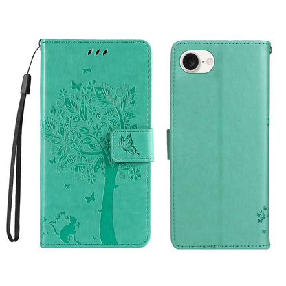 For iPhone 17e / 16e Phone Case with Stand Cat Tree Pattern Leather Wallet Mobile Cover