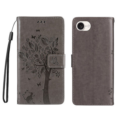 For iPhone 17e / 16e Phone Case with Stand Cat Tree Pattern Leather Wallet Mobile Cover