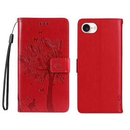 For iPhone 17e / 16e Phone Case with Stand Cat Tree Pattern Leather Wallet Mobile Cover