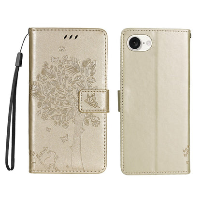 For iPhone 17e / 16e Phone Case with Stand Cat Tree Pattern Leather Wallet Mobile Cover