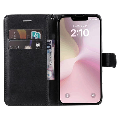 For iPhone 17e / 16e Case Solid Color Leather Mobile Cover Wallet Stand with Strap