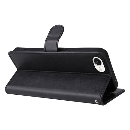 For iPhone 17e / 16e Case Solid Color Leather Mobile Cover Wallet Stand with Strap