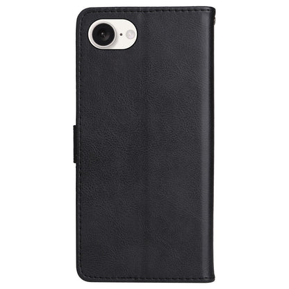 For iPhone 17e / 16e Case Solid Color Leather Mobile Cover Wallet Stand with Strap