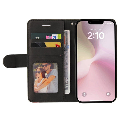 For iPhone 17e / 16e Leather Case Wallet Stand Color Splicing Phone Cover