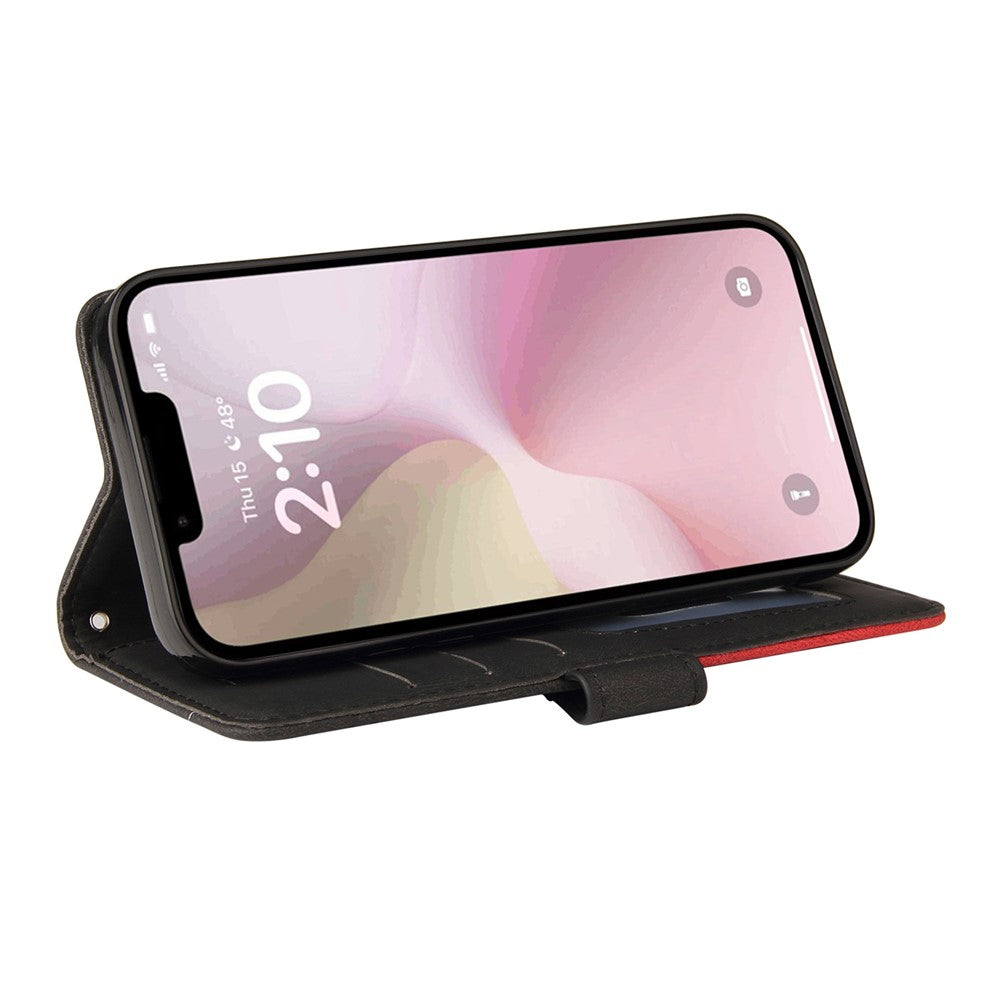 For iPhone 17e / 16e Leather Case Wallet Stand Color Splicing Phone Cover