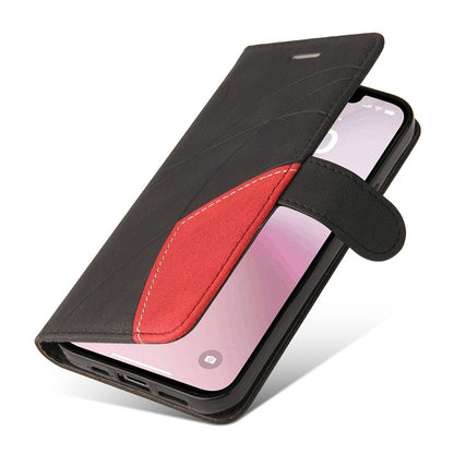 For iPhone 17e / 16e Leather Case Wallet Stand Color Splicing Phone Cover
