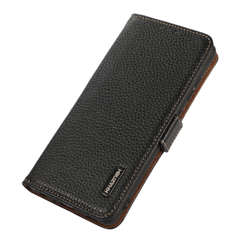 KHAZNEH For iPhone 16 Pro Max Wallet Case Genuine Cow Leather Phone Cover RFID Blocking