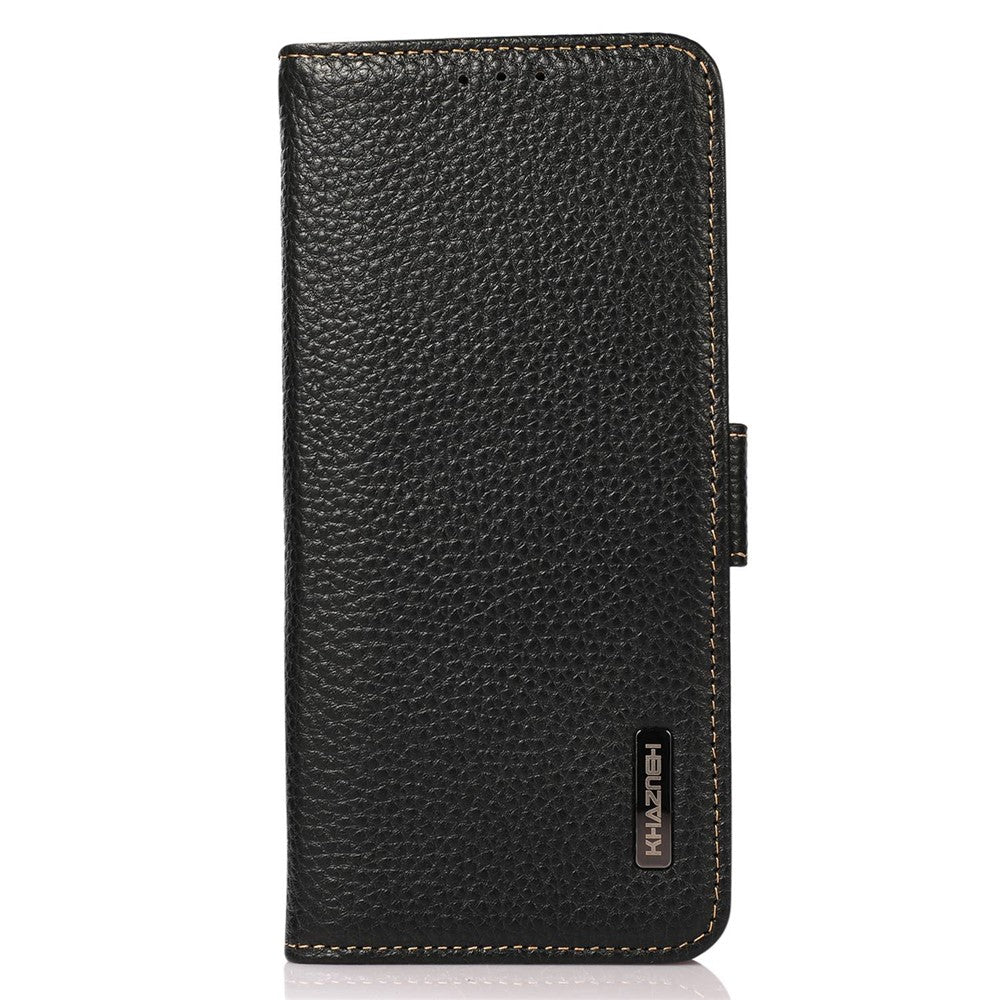 KHAZNEH For iPhone 16 Pro Max Wallet Case Genuine Cow Leather Phone Cover RFID Blocking