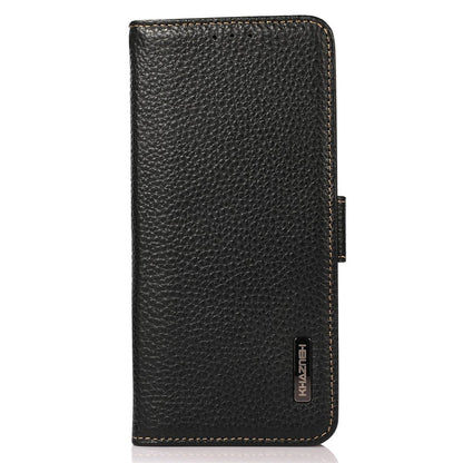 KHAZNEH For iPhone 16 Pro Max Wallet Case Genuine Cow Leather Phone Cover RFID Blocking