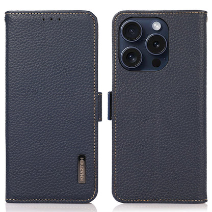 KHAZNEH For iPhone 16 Pro Max Wallet Case Genuine Cow Leather Phone Cover RFID Blocking