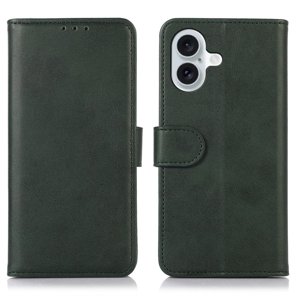 For iPhone 16 Case Cowhide Texture Leather Wallet Phone Cover with Magnetic Clasp