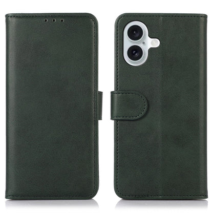 For iPhone 16 Case Cowhide Texture Leather Wallet Phone Cover with Magnetic Clasp