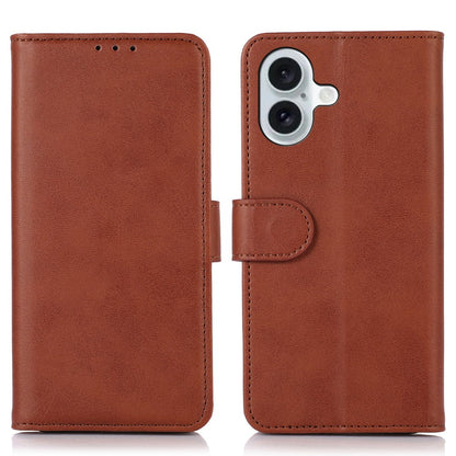 For iPhone 16 Case Cowhide Texture Leather Wallet Phone Cover with Magnetic Clasp