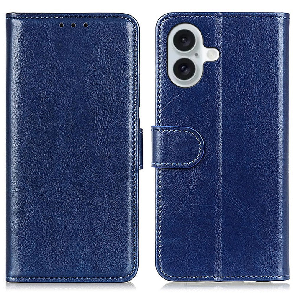 For iPhone 16 Case Crazy Horse Texture PU Leather Wallet Phone Cover