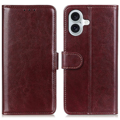 For iPhone 16 Case Crazy Horse Texture PU Leather Wallet Phone Cover