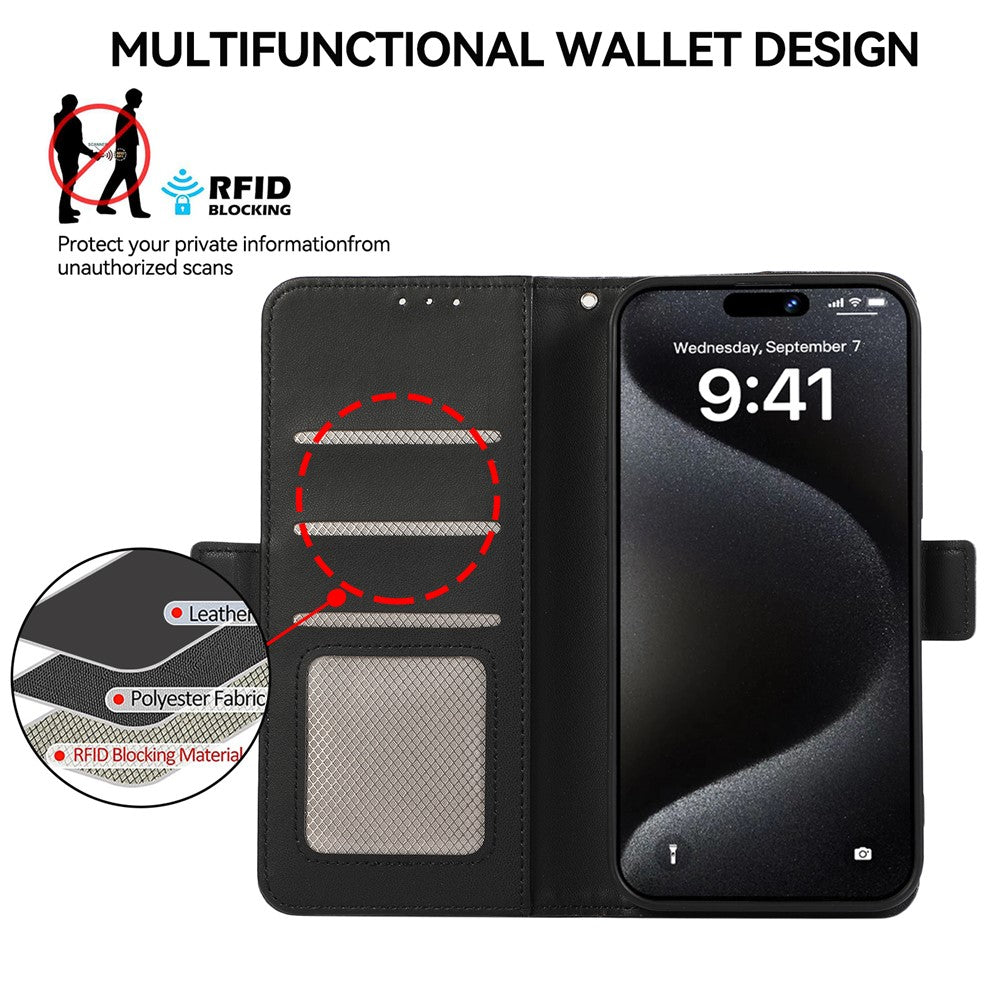 ABEEL For iPhone 16 Stand Case RFID Blocking Leather Wallet Phone Cover