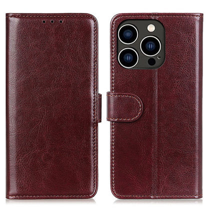 For iPhone 16 Pro Max Wallet Case Crazy Horse Texture Leather Phone Cover