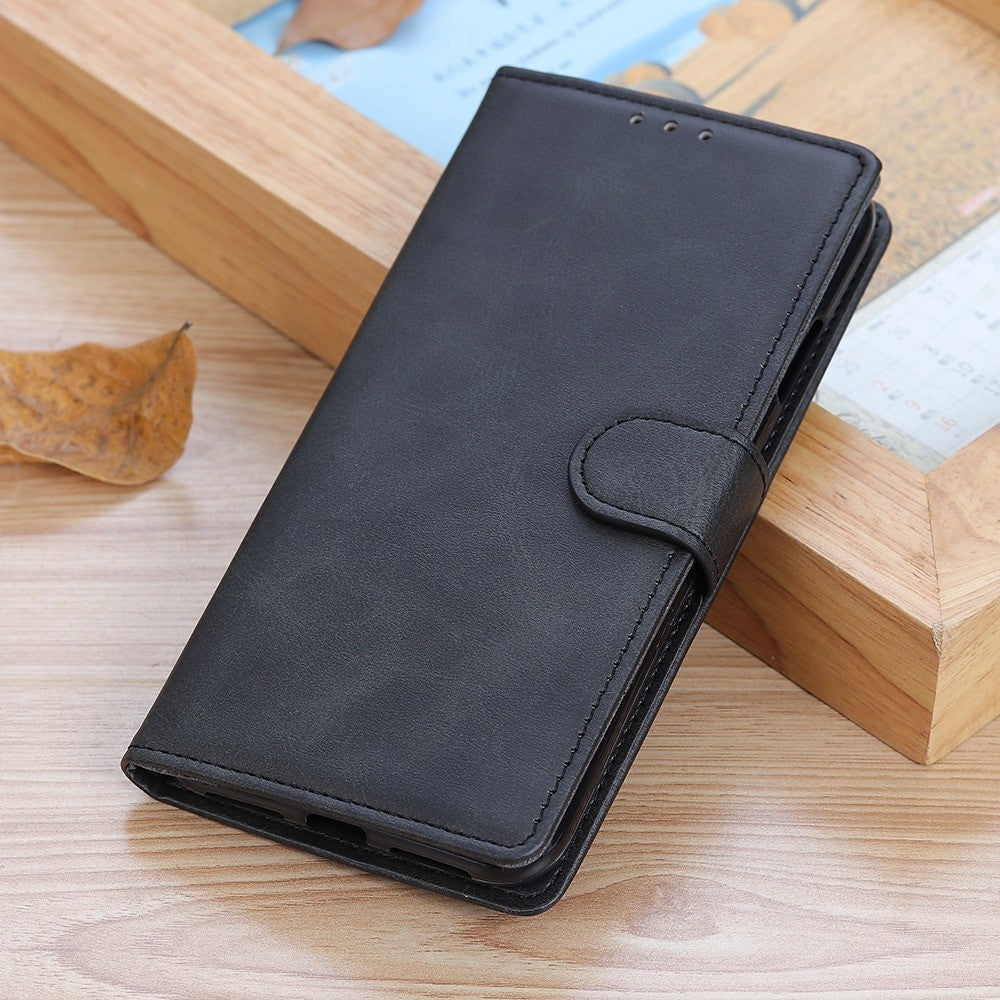 For iPhone 16 Wallet Case Cowhide Texture Anti-Scratch Leather Phone Cover