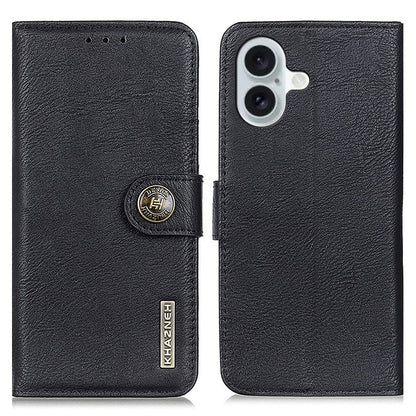 KHAZNEH For iPhone 16 Case Cowhide Texture Leather Phone Cover