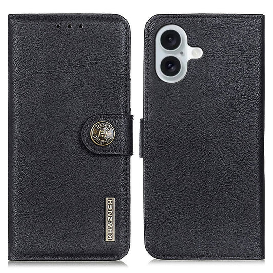 KHAZNEH For iPhone 16 Case Cowhide Texture Leather Phone Cover