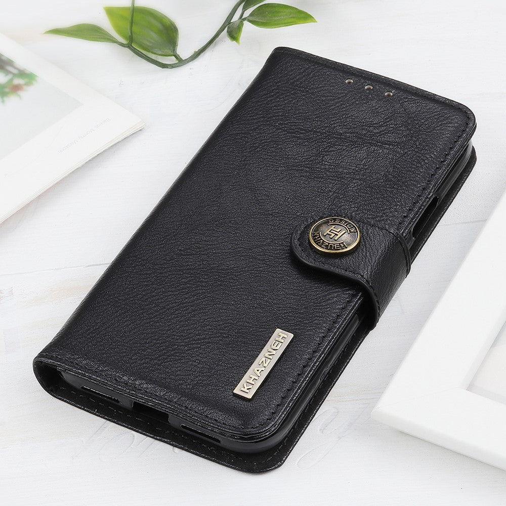 KHAZNEH For iPhone 16 Case Cowhide Texture Leather Phone Cover