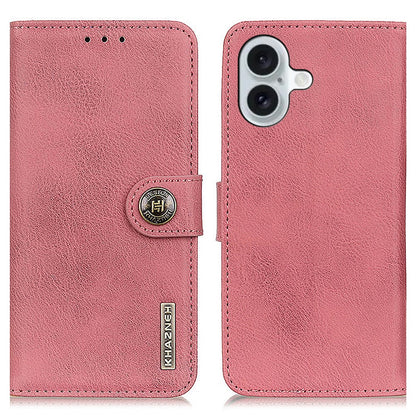 KHAZNEH For iPhone 16 Case Cowhide Texture Leather Phone Cover
