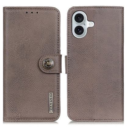 KHAZNEH For iPhone 16 Case Cowhide Texture Leather Phone Cover