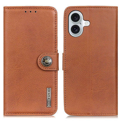 KHAZNEH For iPhone 16 Case Cowhide Texture Leather Phone Cover