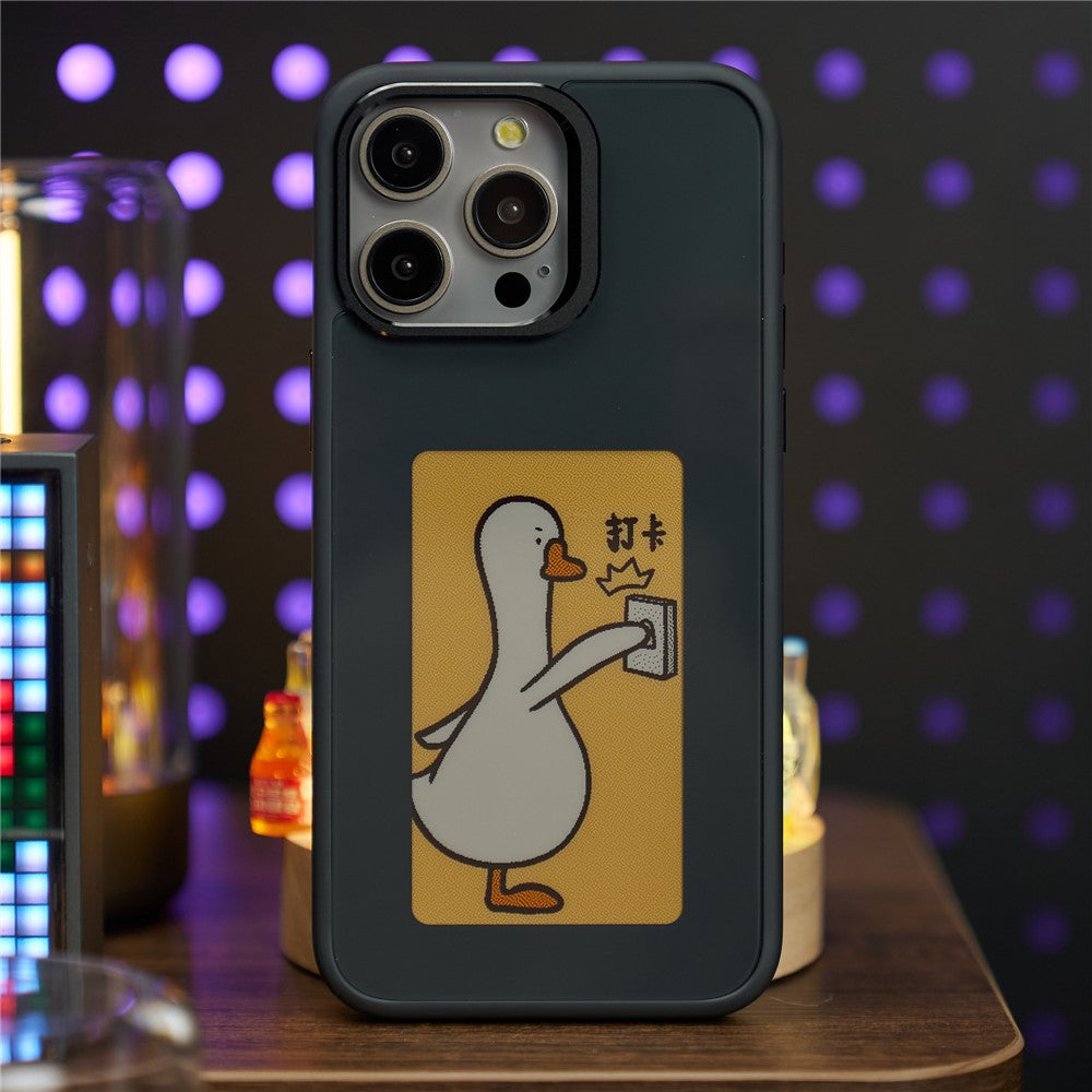For iPhone 15 Pro Max Phone Case with E Ink Display 4-Color NFC DIY Phone Cover