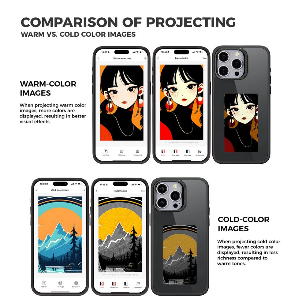 For iPhone 15 Pro Max Phone Case with E Ink Display 4-Color NFC DIY Phone Cover