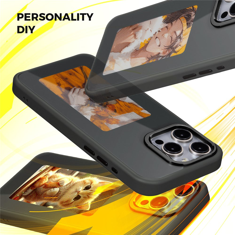 For iPhone 15 Pro Max Phone Case with E Ink Display 4-Color NFC DIY Phone Cover