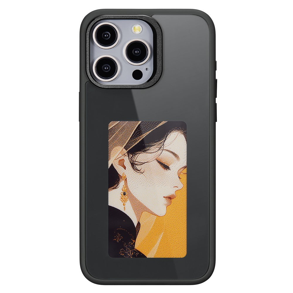 For iPhone 15 Pro Max Phone Case with E Ink Display 4-Color NFC DIY Phone Cover