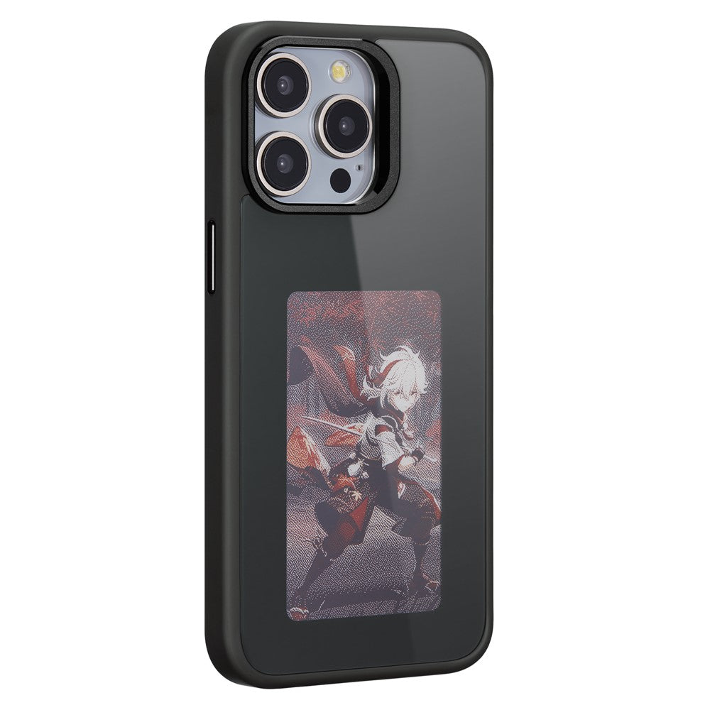 For iPhone 15 Pro Max Phone Case with E Ink Display 4-Color NFC DIY Phone Cover