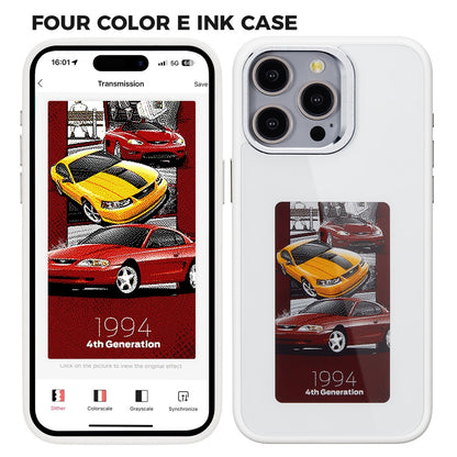 For iPhone 15 Pro Max Phone Case with E Ink Display 4-Color NFC DIY Phone Cover