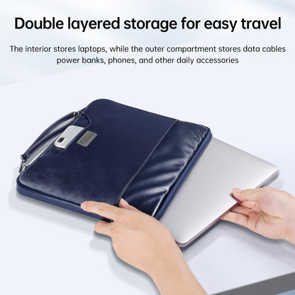 PU Leather Laptop Sleeve for 13-14 Inch Notebooks Portable Storage Bag