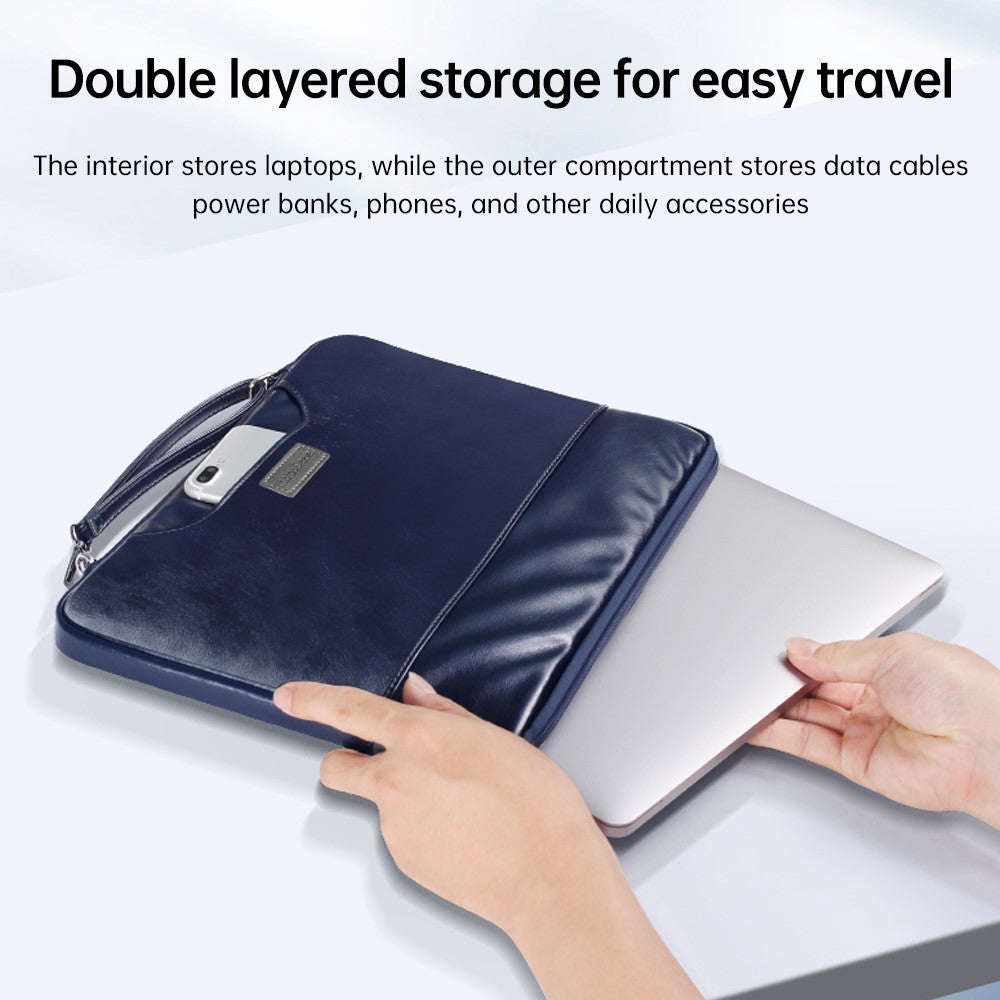15-15.6 Inch Notebook Computer Carrying Pouch PU Leather Laptop Bag