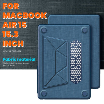 For Macbook Air 15 inch (2026) A3448 / (2025) A3241 / (2024) A311 / (2023) A2941 Laptop Case Anti-Slip PC+Cloth Flip Cover