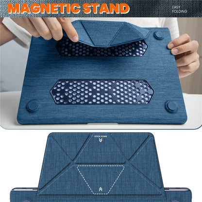 For Macbook Air 15 inch (2026) A3448 / (2025) A3241 / (2024) A311 / (2023) A2941 Laptop Case Anti-Slip PC+Cloth Flip Cover