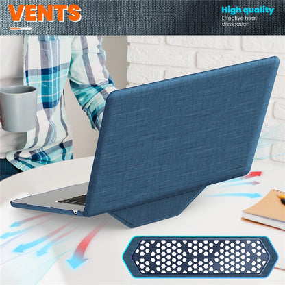 For Macbook Air 15 inch (2026) A3448 / (2025) A3241 / (2024) A311 / (2023) A2941 Laptop Case Anti-Slip PC+Cloth Flip Cover