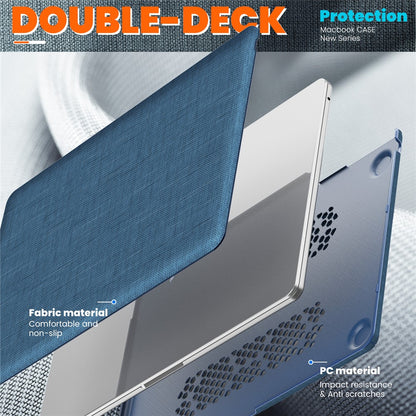 For Macbook Air 15 inch (2026) A3448 / (2025) A3241 / (2024) A311 / (2023) A2941 Laptop Case Anti-Slip PC+Cloth Flip Cover