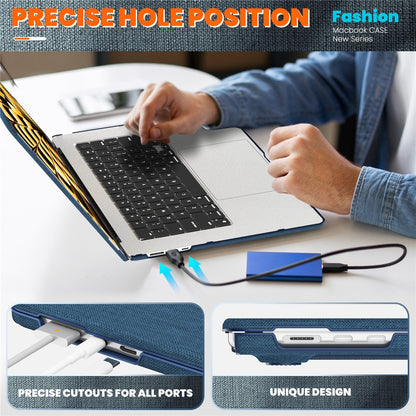 For Macbook Air 15 inch (2026) A3448 / (2025) A3241 / (2024) A311 / (2023) A2941 Laptop Case Anti-Slip PC+Cloth Flip Cover