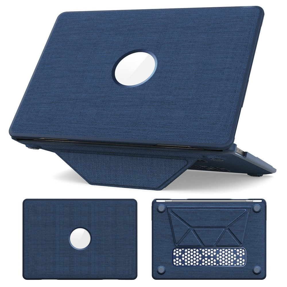 For MacBook Air 13 inch (2020) / (2018) (A2337 M1 A2179 A1932) Laptop Case with Logo View / Kickstand PC TPU Cloth Shockproof Cover